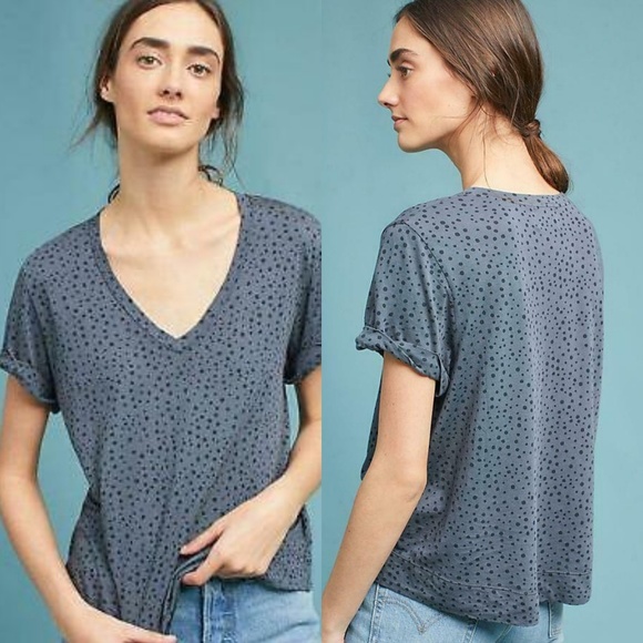 Anthropologie Tops - Anthropologie t.la Dotted Gray V-Neck Tee M